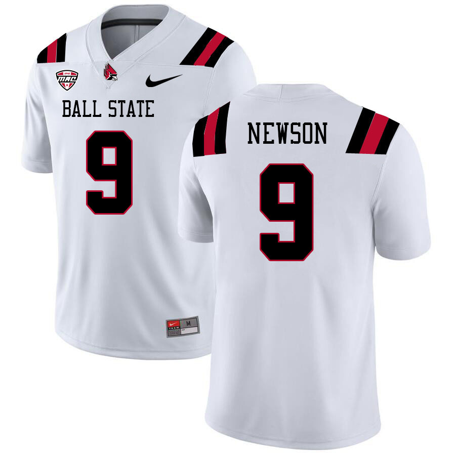 Ball State Cardinals #9 Keionte Newson College Football Jerseys Stitched Sale-White